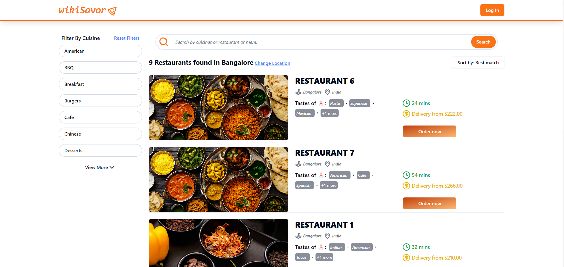 wikiSavor - Food Ordering Application