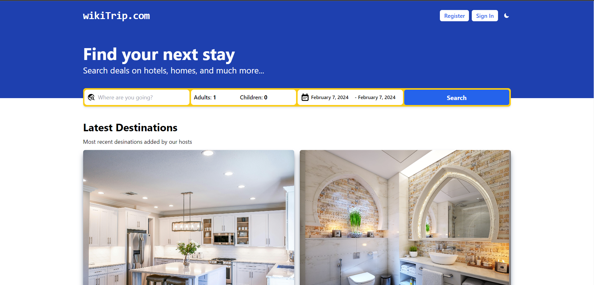 wikiTrip.com - A clone of Booking.com